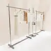 Arara de Exposição Lateral em Aço Inoxidável para Loja de Roupas, Arara de Chão para Lojas de Roupas Masculinas, Femininas e Infantis, Cabide para Roupas Interno e Externo