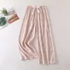 Pantalones de pijama de seda de algodón para mujer, de talla grande, finos y holgados, para uso en Internet, para embarazadas, con pierna ancha