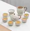 Lujo Ligero Gama Alta Horno Ru Juego de Té Kung Fu para el Hogar Cerámica China Tetera Taza de Té Bandeja de Té Pequeña Regalo