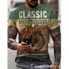 Verano Exportación Transfronterizo Nueva Serie de Motocicletas Impresión Digital 3D Estilo Hip-hop Urbano Suéter Ajustado Camiseta para Hombre