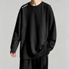 Camiseta de manga comprida de outono, estampa, plus size, para adolescentes, gola redonda masculina, simples e com caimento solto, top da moda