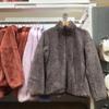Outono e Inverno 2026 Cardigan Longo de Lã Coral com Gola Alta Jaqueta de Lã Polar Roupa Externa Quente e Peluda para Mulheres 449753