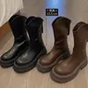 Botas Marrones Versátiles de Suela Gruesa para Mujer Estilo Martin 2026 Otoño/Invierno Nuevas Botas Adelgazantes Botas Chelsea Botas Cortas de Media Caña Mujer