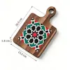 Bandeja de Comedor Floral Colorida Estilo Europeo de Nogal, Esterilla de Madera Aislante Térmico para Tazón de Sopa y Cazuela, Decoración y Almacenamiento de Madera para Escritorio del Hogar