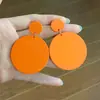 Brincos de Flor de Laranja Estilo Férias de Verão Corrente Personalizada Brincos Longos Laranja Círculo Simples Brincos Versáteis para Mulheres