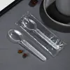 Garfo e Colher Descartáveis Embalados Individualmente para Viagem, Colher de Plástico de Grau Alimentício para Salada, Refeições Leves, Melancia, Garfo e Colher para Frutas para Uso Comercial
