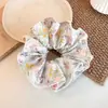 Estilo Pastoral Jardín de Monet Estampado Floral Dulce Lazo para el Cabello Scrunchie Accesorio para el Cabello Fresco y Sencillo