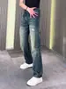 Calça Jeans Masculina Hme com Rasgos, Estilo de Rua da Moda, Calça Reta Solta, Exclusivamente para a Temu no Mercado Europeu e Americano