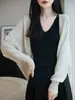 Cárdigan de Punto Fino Little Swallow para Mujer Tejido de Tencel Lino Mangas Murciélago Versátil Prenda Exterior para Vestido