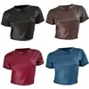 Kikuu Transfronterizo Rusia Aliexpress 2026 Amazon Top Corto Sexy Camiseta de Cuero Sintético 4 Colores Ebay