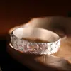 Pulsera de Plata de Ley 999.9 con Personalidad, Estilo Étnico de Moda, Flor de Peonía Floreciente, Versión Ancha Simple