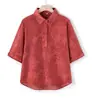 Roupas para Mãe 2026 Verão Novo Top de Ráfia de Alta Qualidade, Estilo Retrô Elegante, Camisa Solta Fresca e Respirável para o Verão