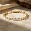 Pulsera de Plata de Ley S925 Brillante Texturizada con Moissanita para Mujer Incrustada 3*6mm Marquise Chapado en Oro Estilo Hip Hop Tennis Hepburn