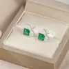 Novedad 2023 Pendientes Elegantes de Moda para Mujer Aguja de Plata S925 Pendientes de Corazón de Melocotón Esmeralda Pendientes Franceses Vintage de Amor