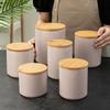 Conjunto de Potes Selados de Cerâmica Tampa de Porcelana Tampa de Madeira Cozinha Café Grão Grosso Biscoito Lanche Pote de Armazenamento Pote de Especiarias Atacado