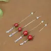Pendientes de Plata de Ley de Alta Gama Chapados en Plata al por Mayor Alambre para Pendientes de Cinabrio Cola de Fénix Arena Imperial Pendientes de Oro de Arena Púrpura de Alto Contenido