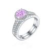 Tonglin comércio exterior S925 prata esterlina fogos de artifício gelo flor corte anel feminino europeu e americano cor tesouro conjunto anel alto carbono diamante anel feminino anel de casamento