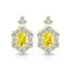 Brilho ao vivo venda quente brincos de imitação de gema colorida prata S925 brincos de tarraxa cor de ovo de pombo brincos de imitação de luxo formato de ovo Moissanite joias