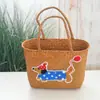 [Processamento Personalizado] Cesta de Vegetais Grande Capacidade Tecida com Palha Bolsa de Vime Manual Sacola Tote para Frutas Piquenique Vegetais