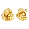 Pendientes de botón de moda transfronteriza de oro de 18 quilates s925, pendientes de tubo de cobre en forma de cruz, pendientes de moda para mujer, estilo frío, pendientes de comercio exterior en stock