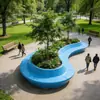 Asientos de piscina con forma de árbol de fibra de vidrio, jardines paisajísticos de formas especiales, macizos de flores de GRC Tyco Stone UHPC, bancos largos para exteriores, hechos a medida.