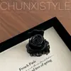 Pasador de Flor de Rosa de Doble Cara ~ Pinza Elegante Coreana Francesa para Cola de Caballo Mediana Pinza para el Cabello Pinza de Tiburón Francesa