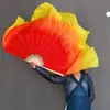 Abanico de baile abanico alargado cuadrado de doble cara baile cuadrado abanico de baile degradado amarillo y rojo abanico Yangko dedicado abanico de baile para mano izquierda y derecha