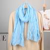 Nueva Bufanda Plisada Estilo Coreano de Primavera Hilo Bali Color Sólido Simple Combinable Chal Bufanda Larga Delgada para Mujer