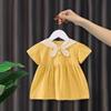 Vestido de verão para meninas Bebê Elegante Infantil Personalizado Moda Estilo Coreano College Navy Listrado Bonito Vestido de Princesa