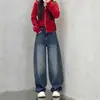 Calça Jeans Feminina com Strass Hotfix Estrela do Céu Completa Nova Coleção Primavera 2026 Calça Wide Leg Brilhante com Strass Tamanho Plus Size Calça de Perna Curva para Corpo Pera