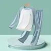 Pijama Infantil Modal Verão Conjunto de Roupa de Casa para Meninos Calça Longa de Manga Curta para Meninas Roupa de Ar Condicionado de Seda Gelada para Crianças Maiores