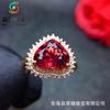 Anillo de Garnet de Alcohol de Cristal para Mujer Plata 925 Moda Japonesa y Coreana Anillo Simple Joyería Anillo de Rubí Regalo de Cumpleaños