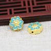 Pulsera de cuentas con agujero pasante de esmalte azul quemado de imitación de oro Cui con punto de bricolaje bañado en oro de color cobre Yiwu B3563