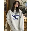 Sudadera de Cuello Redondo de Moda para Mujer 2025 Nueva Primavera y Otoño Estilo Americano Holgada Versátil Sudadera con Capucha Manga Larga Chaqueta de Primavera