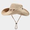 Moda de Camping Chapéu de Sol de Aba Larga Estilo Cowboy Ocidental Protetor Solar Chapéu para Férias na Praia Chapéu para Aventura na Selva ao Ar Livre Chapéu de Montanhismo para Mulheres