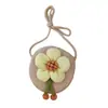 Bolso Pequeño de Paja Tejido a Mano, Bolso Desnudo, Bolso de Paja Floral para Niños, Bolso Cruzado, Bolso Nube, Moderno y Versátil