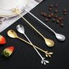 Colher de Aço Inoxidável Personalizada, Colher Folha, Garfo de Frutas, Colher de Lembrança, Colher para Mexer Café, Colher de Mel, Colher para Café Ninho de Pássaro