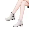 Botines de tacón grueso, tacón bajo, colección otoño/invierno 2026, botines rojos para mujer, botas para mujer, botas de cuero estilo mamá