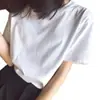 Camiseta Blanca de Manga Corta para Mujer, Estilo Nuevo de Verano, Estilo Coreano, Corte Holgado, Versátil, Color Sólido, Top Sencillo