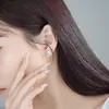 Pendientes de Plata de Ley S925 con Circonita Estilo Francés de Lujo Ligero para Mujer, Moda Ins Estilo Minimalista, Pendientes Redondos Geométricos de Cartílago de Gama Alta