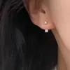 Pendientes de doble uso estilo francés con pedrería para mujer, Accesorios para orejas de alta gama de plata de ley, Nuevos pendientes de botón populares 2026 versátiles y elegantes