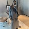 Suéter Pulôver Casual e Elegante para Mulheres, Conjunto de Duas Peças, Novo Estilo Outono e Inverno, Conjunto Saia Tricotada Preguiçosa para Mulheres