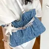 Bolsa de Ombro Transfronteiriça com Novo Design de Moda, Bolsa Tote Jeans Estrelada de Grande Capacidade, Bolsa de Ombro Versátil para o Dia a Dia para Mulheres