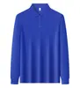 Camisa Polo de manga comprida 100% algodão para primavera e outono com impressão de logotipo personalizado, camisa de cultura corporativa, roupa de trabalho com colarinho para atividades de team building ao ar livre