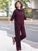 Conjunto de Moletom Casual de Primavera para Mãe de Meia-Idade, Conjunto Esportivo Jovem com Capuz, Roupas para Mulheres de Meia-Idade e Idosas