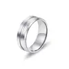 Anillo Popular Transfronterizo de Acero Inoxidable Esmerilado de 8 mm con Ranura Biselada Cepillada, Joyería para Hombre sin Decoloración, Anillo Sencillo