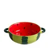 Conjunto Criativo de Cerâmica para Frutas: Tigela e Prato de Melancia de Alto Valor, Prato e Colher para Frutas com Personalidade Criativa, Celebridade da Internet
