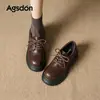 Zapatos Planos de Suela Gruesa Aogushi Deng para Mujer 2026 Nuevo Otoño/Invierno Estilo Británico Cómodos para los Pies Viaje JK Zapatos Pequeños de Cuero
