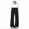 Jeans Acu Masculino Flare com Barra Vermelha, Estilo Old Money, Calça Casual Retro Americana para Primavera e Outono, Slim-Fit.