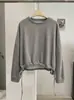 KEKEZOON Moletom com Cordão na Cintura Feminino Outono Estilo Coreano Moda Versátil Solto Manga Longa Cor Sólida Top 9315